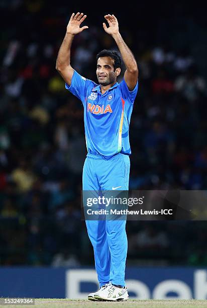 Irfan Pathan of India looks on during the ICC World Twenty20 2012 Super Eights Group 2 match between India and South Africa at R. Premadasa Stadium...