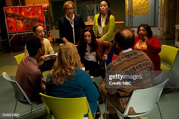 Do You Believe in Ghosts? Yes!" Episode 104 -- Pictured: Julie White as Anne, Laura Benanti as Lauren, Suzy Nakamura as Yolanda --