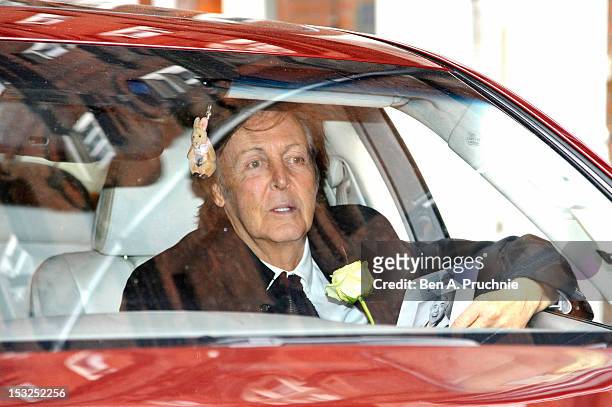 Sir Paul McCartney attends the memorial service for Victor Spinetti at St Paul's Church on October 2, 2012 in London, England.