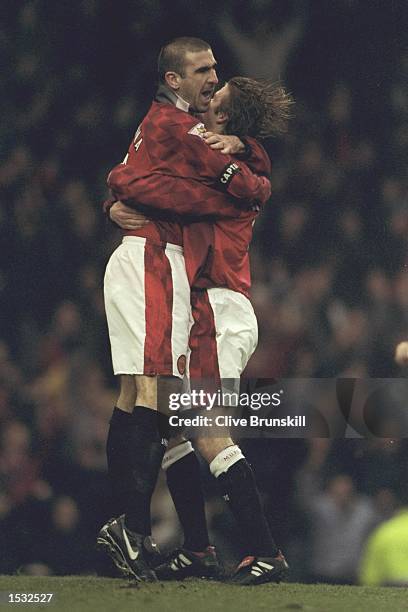 28 Dec 1996: Eric Cantona and David Beckham of Manchester United..., Fotografia de notícias