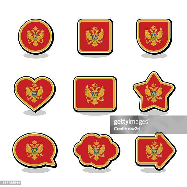 montenegro flag icon set - translator stock illustrations