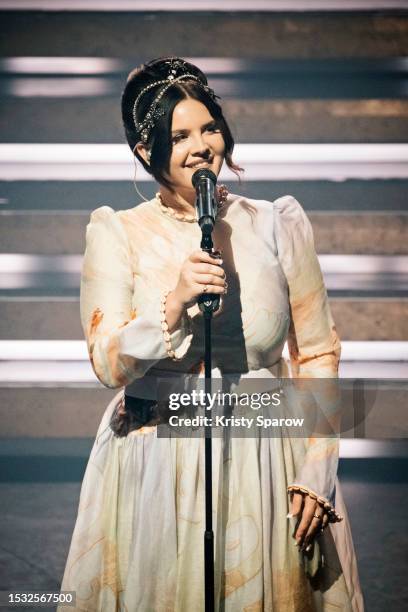 Lana Del Rey performs on stage at L'Olympia on July 10, 2023 in Paris, France.