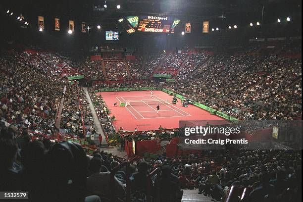 Genral view of the show court taken during the ATP tour, Mercedes super nine, Paris Open at the Palais Omnisport de Paris Bercy in Paris, France....