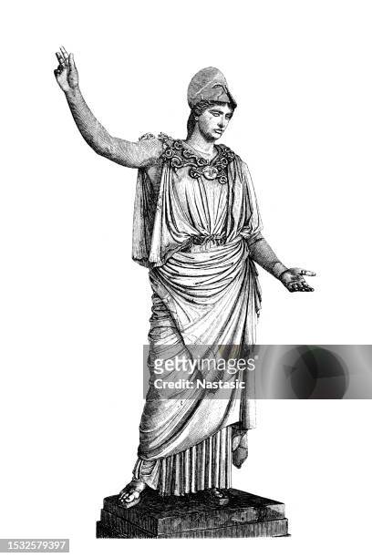athene von velletri - griechisch-römische skulptur - etruscan stock-grafiken, -clipart, -cartoons und -symbole