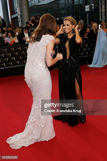 Sylvie van der Vaart and Mareile Hoeppner attend the German TV Awards 2012 at Coloneum on October 2, 2012 in Cologne, Germany.