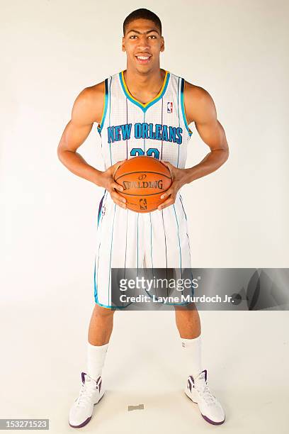 Anthony Davis of the New Orleans Hornets poses for a portrait for 2012 NBA Media Day on October 1, 2012 at the Alerio Center in Westwego, Louisiana....