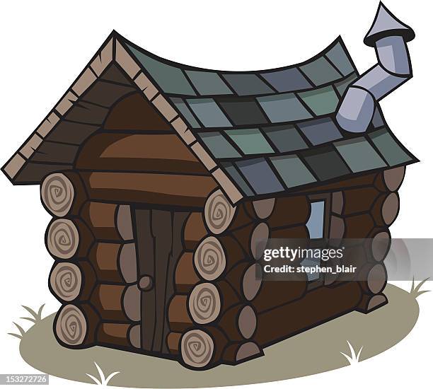 cartoon log cabin - cabin stock illustrations