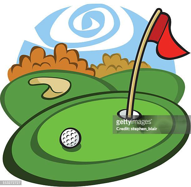 cartoon golf course - stehen stock illustrations