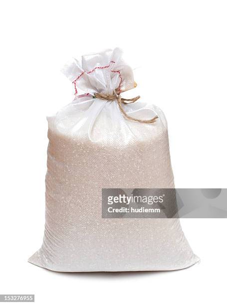rice isolated on white background - canvas bag stock pictures, royalty-free photos & images
