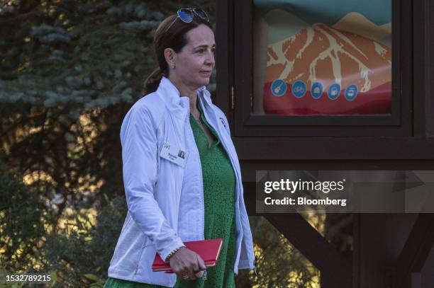 Sarah Friar, chairman, president and chief executive officer of Nextdoor Holdings Inc., walks to the morning session during the Allen & Co. Media and...