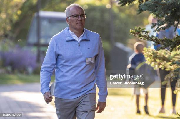 Carlos Rodriguez-Pastor, chairman of Intercorp Peru Ltd., walks to the morning session during the Allen & Co. Media and Technology Conference in Sun...