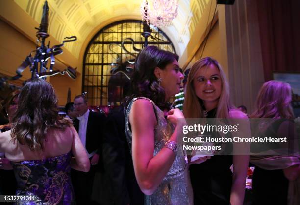 Reese Lasher, left, and Alice Delahunt have a conversation at Houston Grand Opera Ball 2017, Carnevale di Venezia at Wortham Theater Center Saturday,...