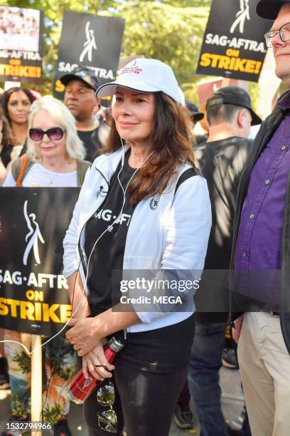 Fran Drescher is seen on the SAG picket line outside of Warner Bro's studio on July 14, 2023 in Los Angeles, California.