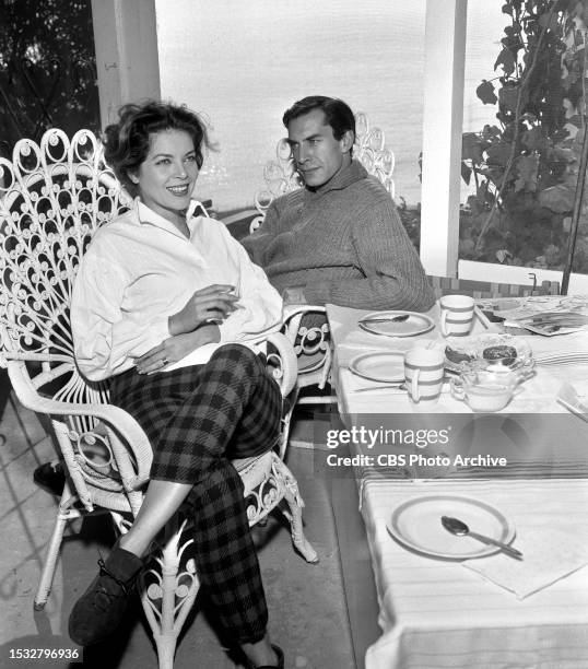 Television actors and married couple Martin Landau and Barbara Bain. November 13, 1959. Los Angeles, CA.