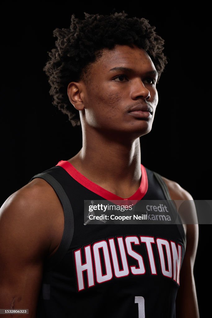 Rockets Rookie Thompson Amen Thompson of the Houston Rockets poses for a portrait during the ...