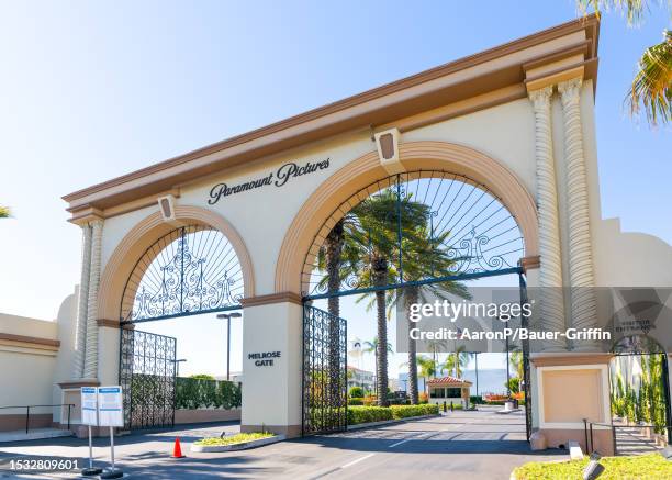 General view of the Paramount Pictures film studio lot amid the historic joint WGA & SAG-AFTRA writers and actors strike on July 14, 2023 in...