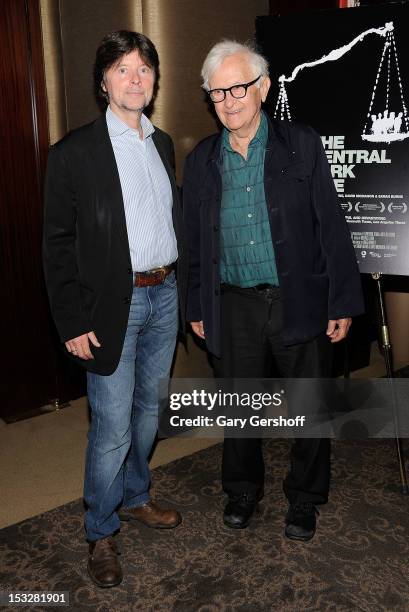 Documentary filmmakers Ken Burns and Albert Maysles attend 'The Central Park Five' New York Special Screening at Dolby 88 Theater on October 2, 2012...