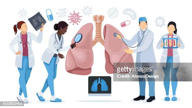 respiratory system medical checkup. human lungs anatomy. pulmonology. determine diagnosis. disease treatment. internal organ inspection. - human lung stock illustrations
