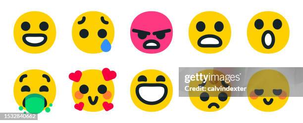 emoticons for essential human emotions - awkward silence stock illustrations