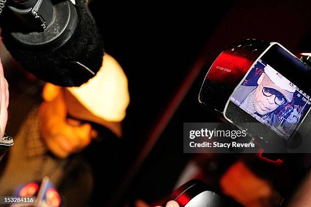 Director Spike Lee speaks with local media while attending the "Flip the Script" Public Awareness campaign launch at The Joy Theater on October 2,...