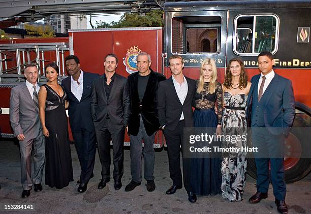 The cast and crew of NBC's "Chicago Fire" arrives at the premiere at the Chicago History Museum on October 2, 2012 in Chicago, Illinois.