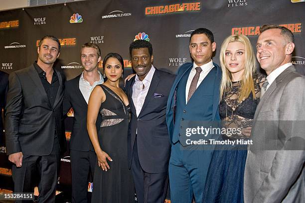 The Cast of Chicago Fire attends NBC's "Chicago Fire" premiere at the Chicago History Museum on October 2, 2012 in Chicago, Illinois.