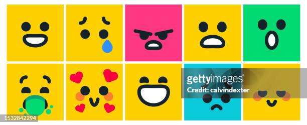 emoticons for essential human emotions - awkward silence stock illustrations