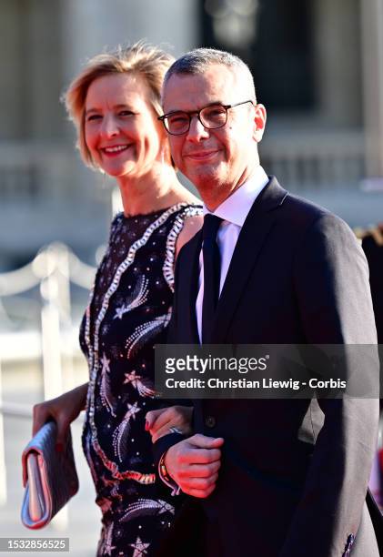 Elysee Palace General Secretary Alexis Kohler and his wife Sylvie Schirm arrive for a diner with the French President and Indian Prime Minister and...