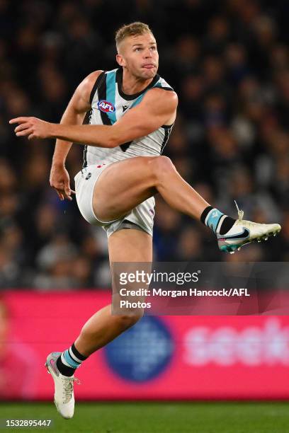 Dan Houston of the Power in action during the 2023 AFL Round 18 match between the Carlton Blues and the Port Adelaide Power at Marvel Stadium on July...