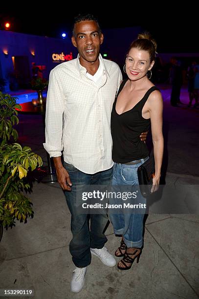 Actress Ellen Pompeo and Chris Ivery attend the Cinémoi North American Launch Party at L’Ermitage on October 2, 2012 in Beverly Hills, California....