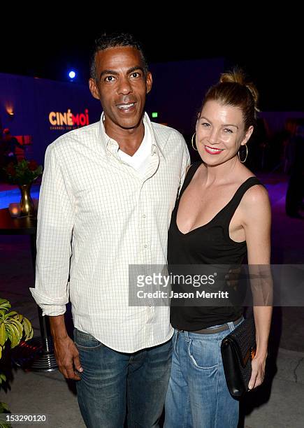 Actress Ellen Pompeo and Chris Ivery attend the Cin?moi North American Launch Party at L’Ermitage on October 2, 2012 in Beverly Hills, California....