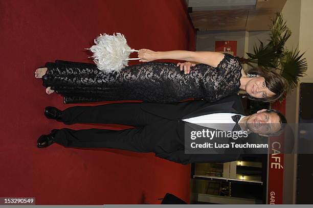 Maybrit Illner and Rene Obermann attend the German TV Award party 2012 at Coloneum on October 2, 2012 in Cologne, Germany.