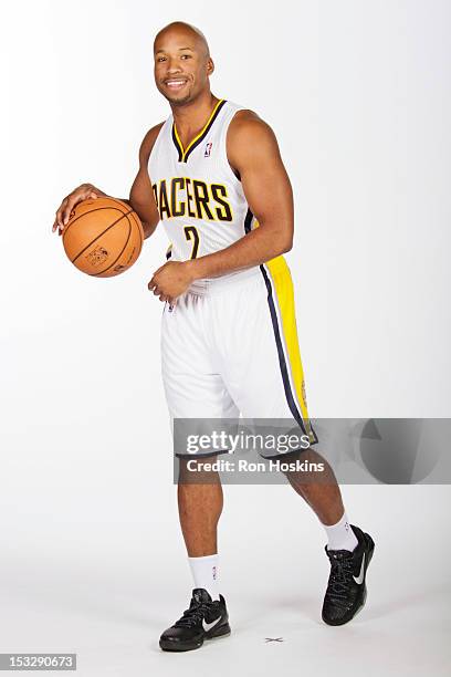 Sundiata Gaines of the Indiana Pacers poses for a photo during 2012 NBA Media Day on October 1, 2012 at Bankers Life Fieldhouse in Indianapolis,...
