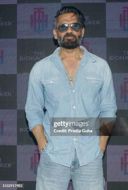 Suniel Shetty attends the launch of india first 'The Biohacker' facility machine on July 11, 2023 in Mumbai, India