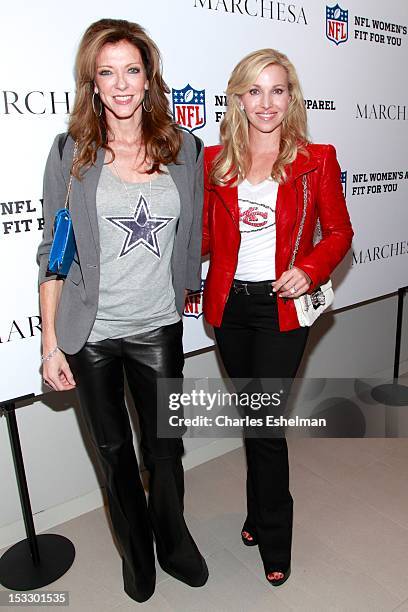 Charlotte Anderson and Tavia Hunt attend the Limited Edition Marchesa/NFL Collaboration Launch at National Football League on October 2, 2012 in New...