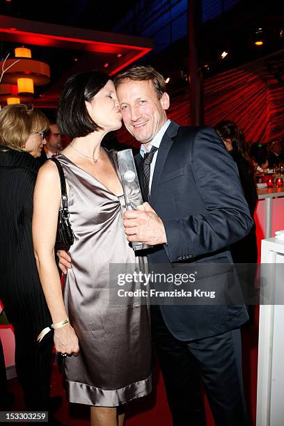 Wotan Wilke Moehring and his wife Anna Theis attends the German TV Award 2012 at Coloneum on October 2, 2012 in Cologne, Germany.