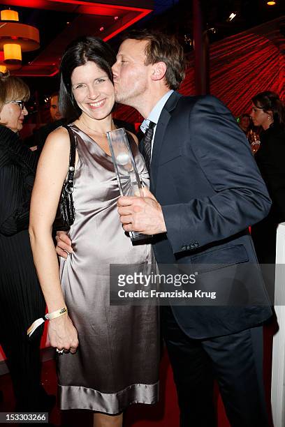 Wotan Wilke Moehring and his wife Anna Theis attends the German TV Award 2012 at Coloneum on October 2, 2012 in Cologne, Germany.