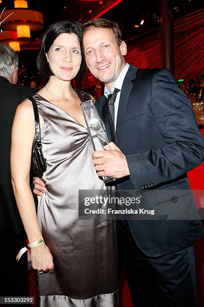 Wotan Wilke Moehring and his wife Anna Theis attends the German TV Award 2012 at Coloneum on October 2, 2012 in Cologne, Germany.