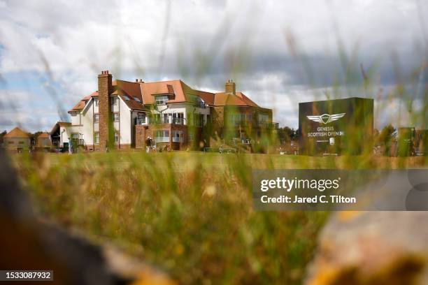 General view of the 5th green and clubhouse prior to the Genesis Scottish Open at The Renaissance Club on July 11, 2023 in United Kingdom.