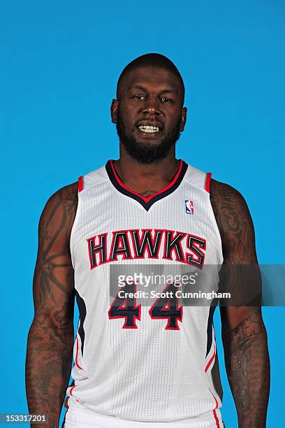 Ivan Johnson of the Atlanta Hawks poses for a portrait during media day at Philips Arena on October 1, 2012 in Atlanta, Georgia. NOTE TO USER: User...