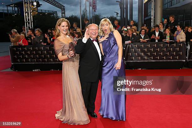 Susan Uplegger, Gernot Hassknecht and Gesine Cukrowski attend the German TV Award 2012 at Coloneum on October 2, 2012 in Cologne, Germany.