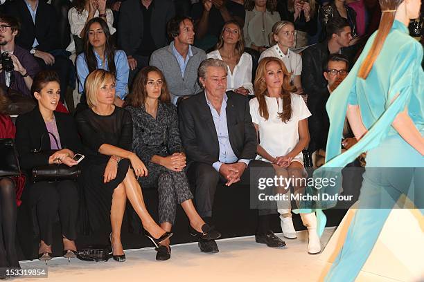 Judith Godreche, Alexia Niedzielski, Alain Delon and Rosalie van Breemen attend the Elie Saab Spring/Summer 2013 show as part of Paris Fashion Week...