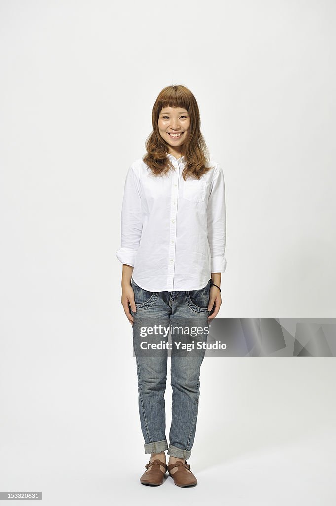 Portrait of Young Woman,white background