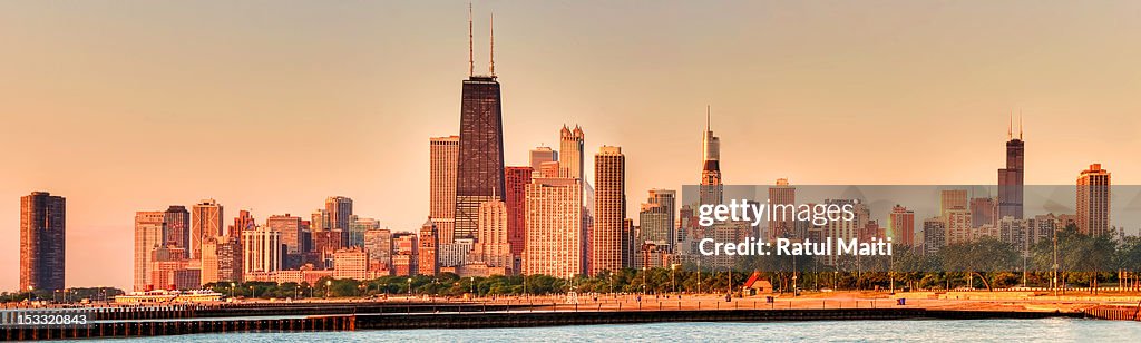 Chicago skyline at sunrise