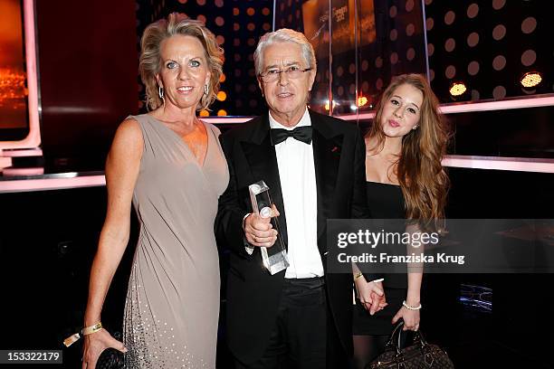 Frank Elstner and his wife britta and daughter Enya attend the German TV Award 2012 at Coloneum on October 2, 2012 in Cologne, Germany.