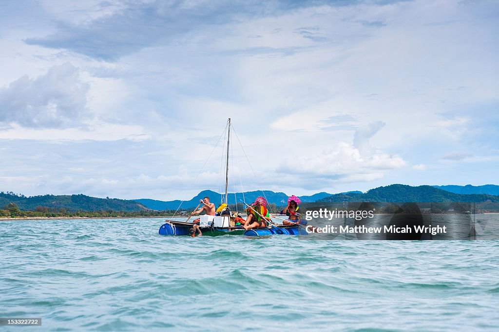 Saling Raft Sailing On A Makeshift Handmade Raft High-Res Stock Photo - Getty Images