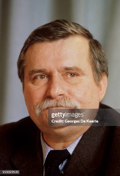 Polish politician Lech Walesa during a visit to a Polish community in Britain, 1st December 1989.