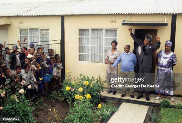 Anti-apartheid activist Nelson Mandela returns to Soweto four days after his release from Victor Verster Prison in Paarl, South Africa, after 27...