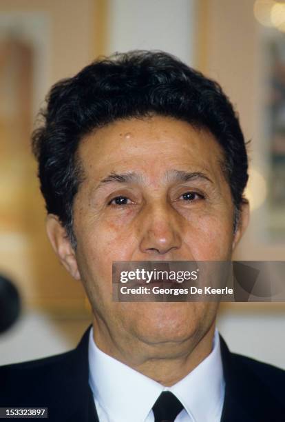 Former President of Algeria Ahmed Ben Bella, at a London press-conference, where he called for the restoration of democracy in his country, 16th...
