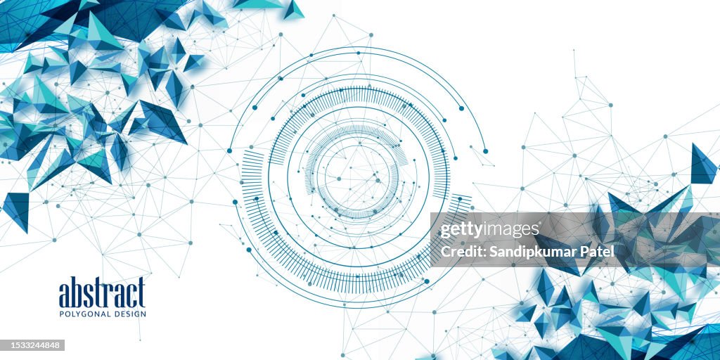 Abstract Polygonal Space Blue Background with Connecting Dots and Lines